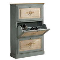 scarpiera 3 ante in legno massello azzurro/ocra l.80 x p.30 h.130 (1218) - Mobili 2G