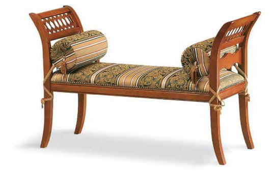Panca imbottita in legno intagliato con fregi - Mobili 2G