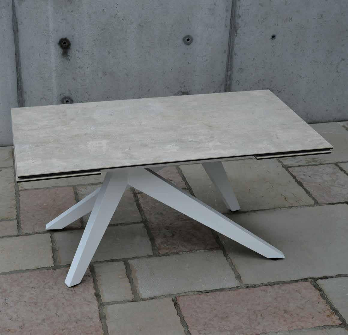 Tavolo big table piano vetro ceramica finitura beton misura l.160 p.90 h.76(aperto 240 cm)