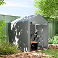 Capanno Attrezzi Tenda Garage con Copertura Anti UV e Telaio in Metallo, 120x179x165cm, Grigio Chiaro