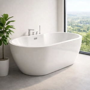 Vasca da bagno free standing ovale acrilico bianco lucido 3 misure h 60 cm *** misure 160x80x60 cm, confezione 1