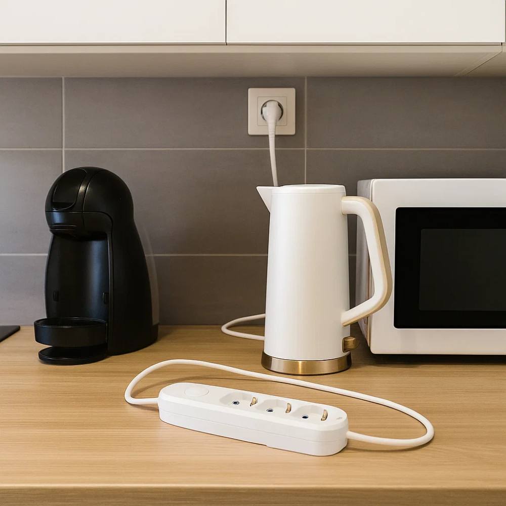 Ecova 30101x multipresa 3 prese universali con interruttore e cavo 1,5 metri bianco