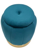 Pouf Contenitore Paris Ottanio/Gold cm Ø 43X43