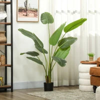 Pianta Artificiale Decorativa 109 cm Banano Artificiale con Vaso e Foglie per Interno Verde