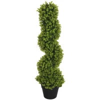 Pianta Finta di Eucalipto a Spirale con Vaso Incluso per Interno ed Esterno, Altezza 90 cm, Verde