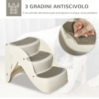 Scaletta per Cani e Gatti Pieghevole con 3 Gradini Antiscivolo in PP, 49x38x38 cm, Beige