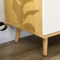 Mobiletto per Microonde con Ripiano Aperto, Armadietti e Cassetto, 90x40x98.5cm Bianco e Legno