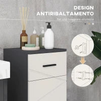kleankin Mobiletto Bagno in Truciolato con Cassetto e Armadietto a 2 Livelli Regolabili, 30x30x82 cm, Grigio