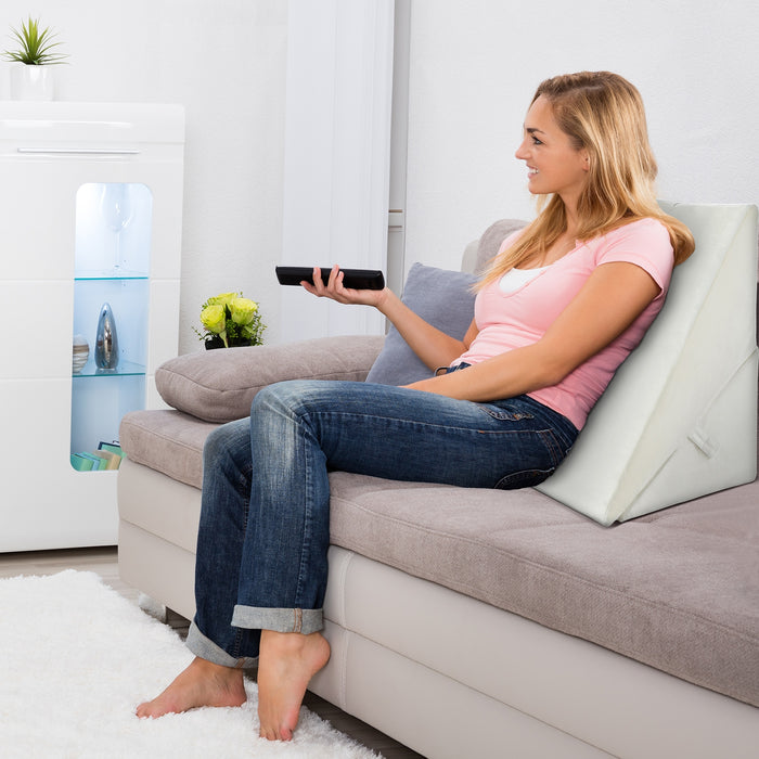 Cuscino memory a cuneo inclinato regolabile, Cuscino ortopedico con supporto rialzato 58x50,5x36cm Bianco-Cuscini