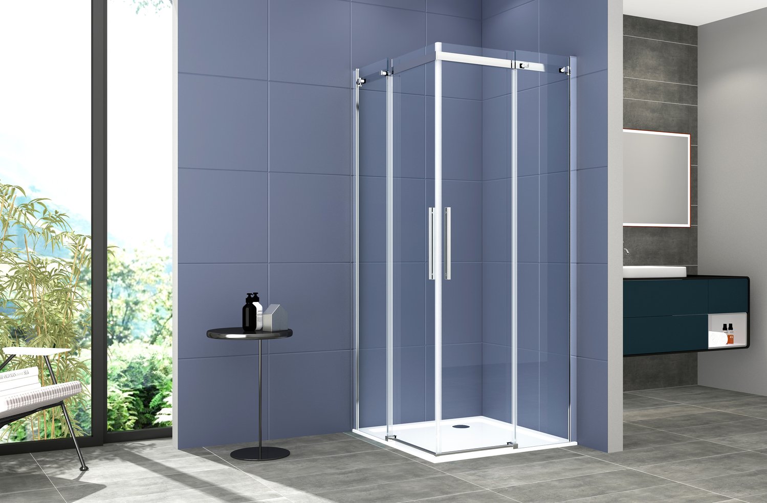 Box doccia angolare 100x110 cm con ante scorrevoli in cristallo temperato 8 mm H 200 cm CLARA Satinato