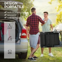 Set 2 Sedie Pieghevoli con Schienale Reclinabile e Poggiatesta, in Alluminio e Poliestere, 54x67x108 cm, Nero