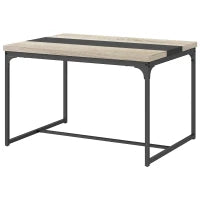 Tavolo da Pranzo per 6 Persone, Stile Industriale in Metallo Nero e Legno, Dim, 120 L x 89 L x 75,5 H cm