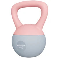 Kettlebell 8 kg riempita con sabbia metallica, manico antiscivolo 19x19x28 cm Rosa