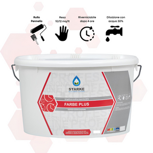 Farbe plus pittura murale acrilica superlavabile eccellente copertura opacità *** formato 5 lt, confezione 1