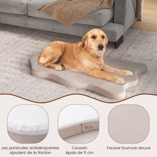 Cuccia per cani grande in memory foam con rivestimento sfoderabile e fondo antiscivolo Cuscino ortopedico per cani 110 x 66 x 5 cm Beige 20_0006951