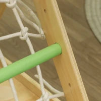 Gioco Arrampicata Bambini con Triangolo Montessori 5 in 1 con Corda, Scivolo e Sacchi, in Legno, 119x63x61 cm