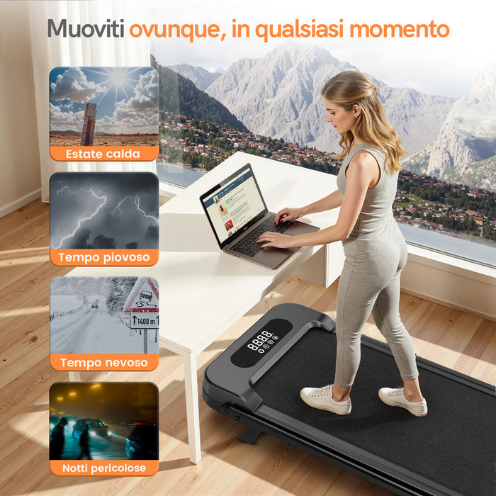 Tapis roulant pieghevole 3 in 1 RATTANTREE, inclinazione del 7%, 2,5 CV, per uso domestico, si adatta sotto le scrivanie, con telecomando