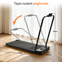Tapis roulant pieghevole 3 in 1 RATTANTREE, inclinazione del 7%, 2,5 CV, per uso domestico, si adatta sotto le scrivanie, con telecomando