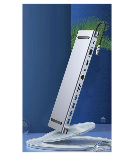 Hub 11 In 1 Usb Type C Adattatore Con Hdmi 4k Vga Ethernet Lan Sd Audio Pd Hu990         