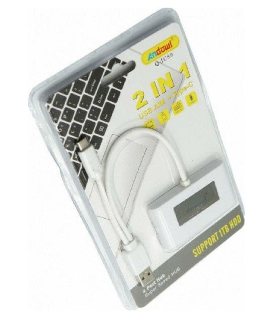 Hub 2 In 1 Usb A/m + Type-c Con 4 Porte Usb Trasmissione Super Veloce Pc Q-jc89         