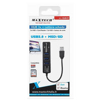 Hub 3 Porte Usb 2.0 + Lettore Di Schede Memoria Micro Sd/sd Dati Ricarica Hub-01         
