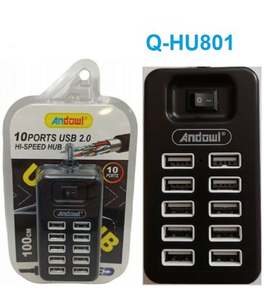 Hub Usb 2.0 Alta Velocità  Estensore A 10 Porte Usb Computer Cavo 100cm Q-hu801         