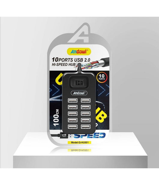 Hub Usb 2.0 Alta Velocità  Estensore A 10 Porte Usb Computer Cavo 100cm Q-hu801         