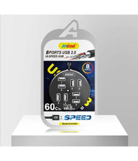 Hub Usb 2.0 Hi-speed 8 Porte Con Cavo Da 60 Cm Con Connessione Usb-a Q-hu800         