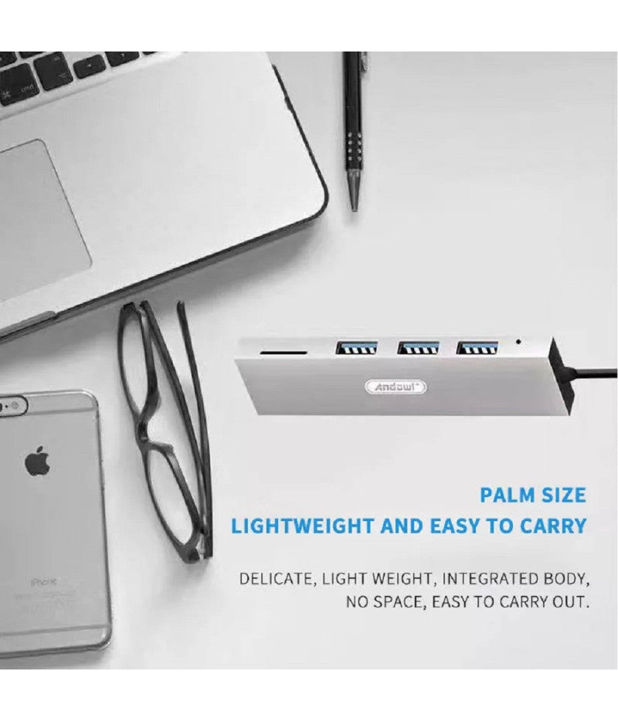 Hub Usb 3 Porte Usb3.0 + 1 Slot Micro Sd Portatile Dissipazione Del Calore Q-t89         