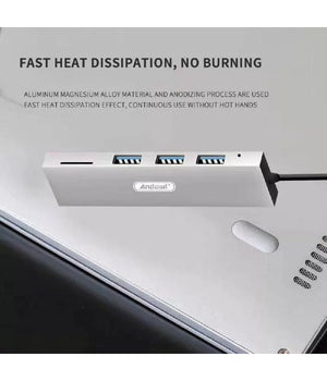 Hub Usb 3 Porte Usb3.0 + 1 Slot Micro Sd Portatile Dissipazione Del Calore Q-t89         