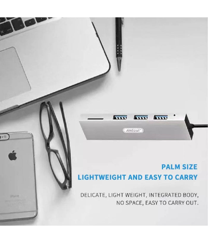 Hub Usb 3 Porte Usb3.0 + 1 Slot Micro Sd Portatile Dissipazione Del Calore Q-t89         