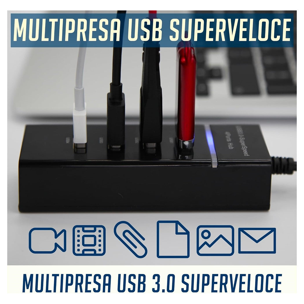 Hub Usb 3.0 4 Porte Multipresa Portatile Sdoppiatore Velocita' 4.8 Gbps Hub3-4u         