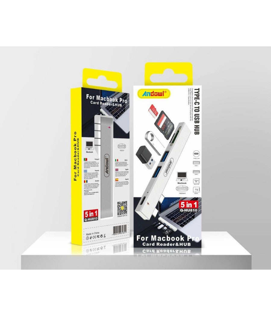 Hub Usb Q-hu810 5in1 Da Tipo C A Hub Usb Per Macbook Pro Con Connessione Tipo C         