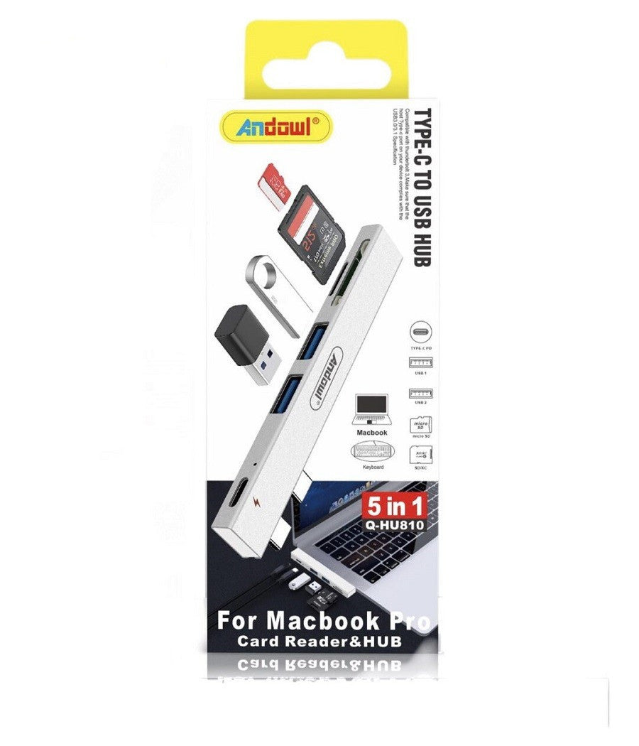 Hub Usb Q-hu810 5in1 Da Tipo C A Hub Usb Per Macbook Pro Con Connessione Tipo C         