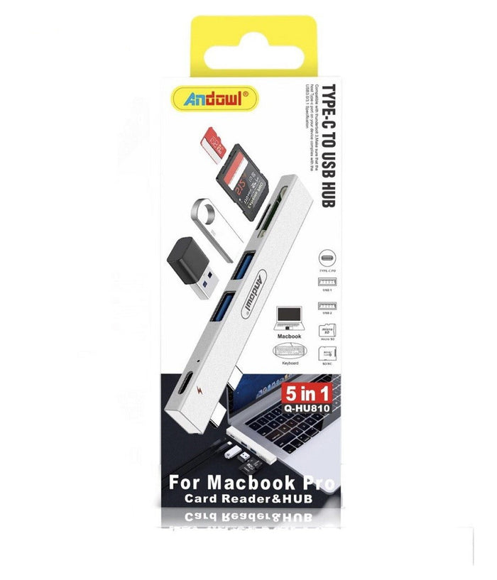 Hub Usb Q-hu810 5in1 Da Tipo C A Hub Usb Per Macbook Pro Con Connessione Tipo C         