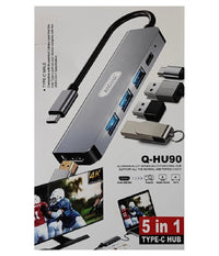 Hub Usb Type-c 5 In 1 Hdmi 4k Compatibile Con Thunderbolt 3 Multifunzione Q-hu90         