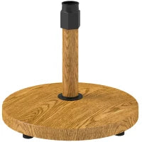 Base per Ombrellone a 4 Ruote con Freni, in Cemento e Metallo, Ø48x44 cm, Color Legno