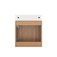 Mobile da bagno con lavabo e mobile sottolavabo sospeso, con spazio contenitore, 46x26x56 cm, color legno