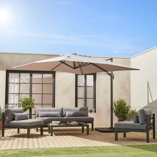 Ombrellone rettangolare decentrato in alluminio 3x3m, beige