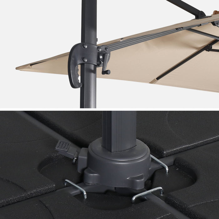 Ombrellone rettangolare decentrato in alluminio 3x3m, beige