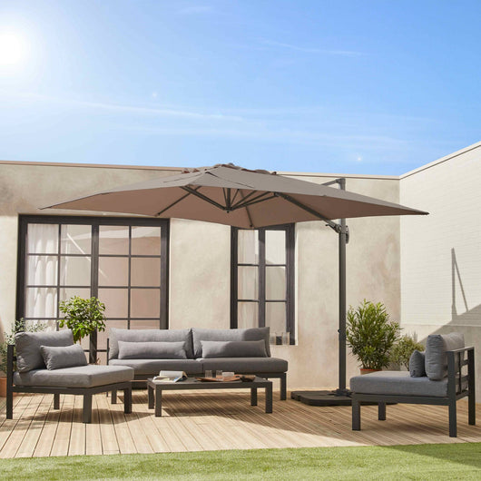 Ombrellone rettangolare decentrato in alluminio 3x3m, beige