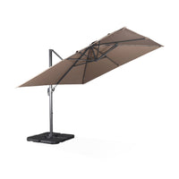 Ombrellone decentrato quadrato 3x3m + set di 4 piastrelle 50x50cm,