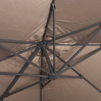 Ombrellone decentrato quadrato 3x3m + set di 4 piastrelle 50x50cm,
