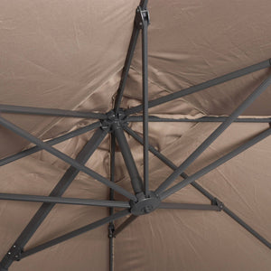 Ombrellone decentrato quadrato 3x3m + set di 4 piastrelle 50x50cm,