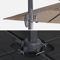 Ombrellone decentrato quadrato 3x3m + set di 4 piastrelle 50x50cm,