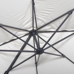 Ombrellone decentrato quadrato 3x3m + set di 4 piastrelle 50x50cm,