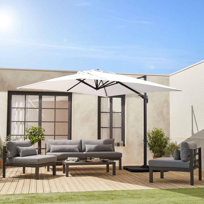 Ombrellone rettangolare decentrato in alluminio 3x3m, ecrù