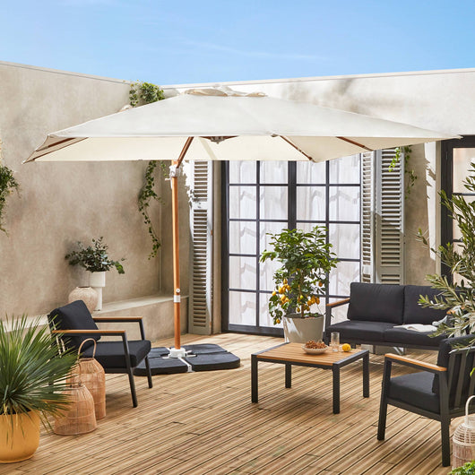 Ombrellone 3x3m quadrato decentrato , ecrù