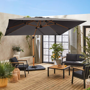 Ombrellone 3x3m quadrato decentrato , grigio