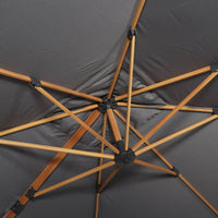 Ombrellone decentrato quadrato 3x3m, palo effetto legno + base